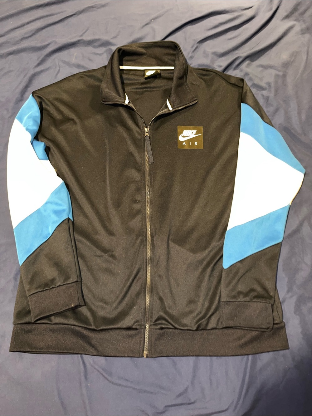 Nike Air Navy Track Jacket Men’s Size XL with Blue and White Sleeve Panel Great!